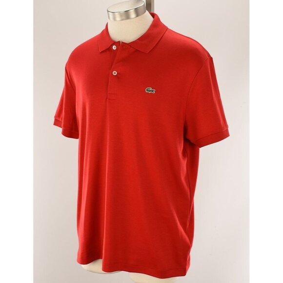 LACOSTE Mens Red Soft Touch Regular Fit Cotton Short Sleeve Polo Shirt XL NWT - Picture 1 of 2